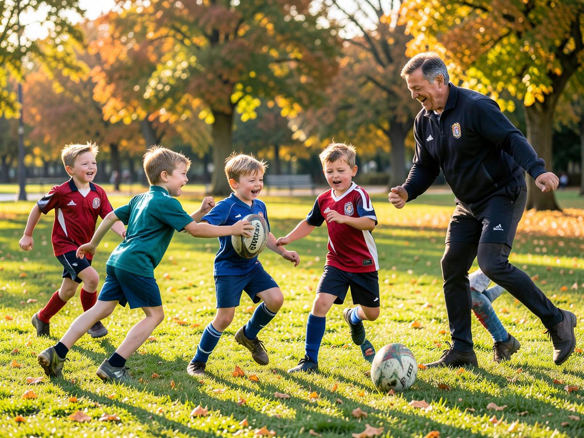 Children running together during an outdoor sports activity